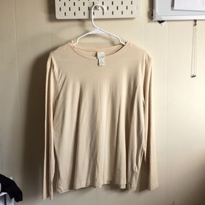 H&M basics, beige long-sleeve tee (L)